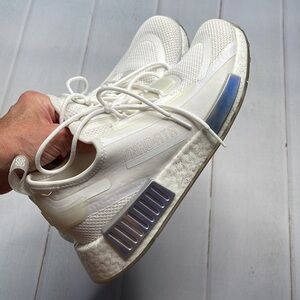 Adidas 7.5 NMD White Sneakers Shoes Silver Glitter Ladies ATA Flow 7 1/2